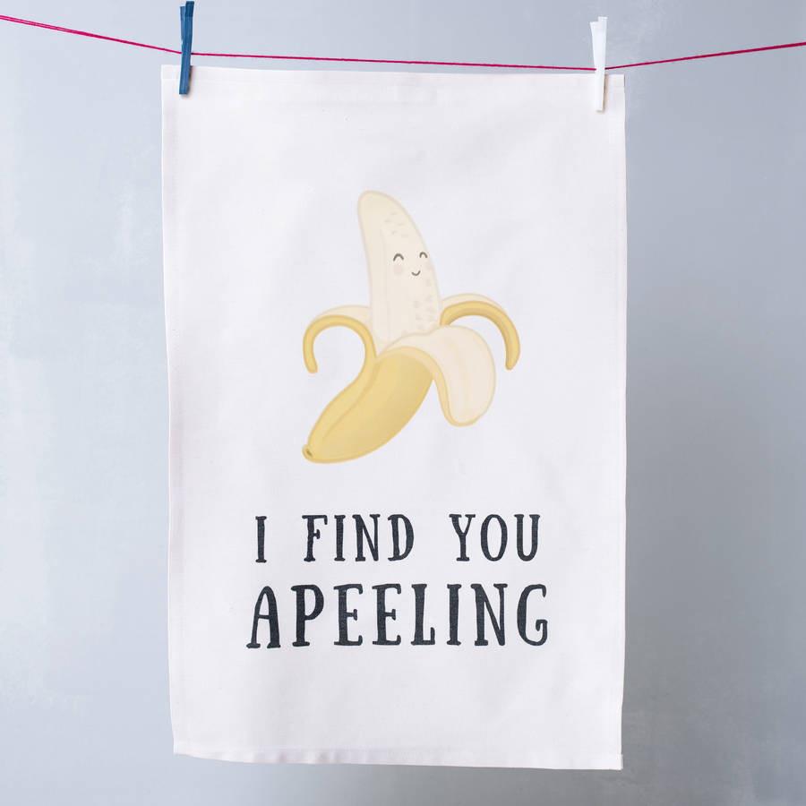 Oakdene Designs Tea Towels 'Apeeling' Cute Fruit Pun Tea Towel