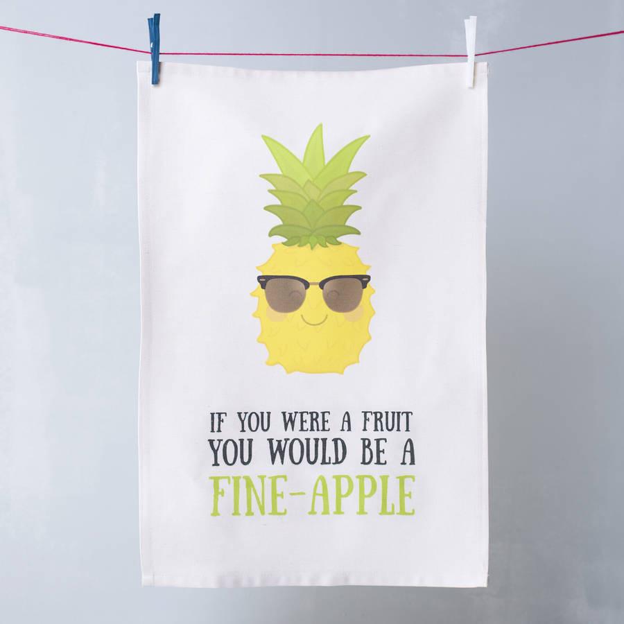 Oakdene Designs Tea Towels 'Fine Apple' Pineapple Pun Tea Towel