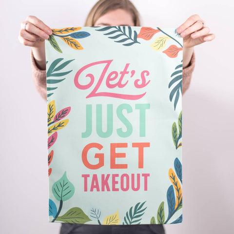 Oakdene Designs Tea Towels 'Let's Just Get Takeout' Colourful Tea Towel