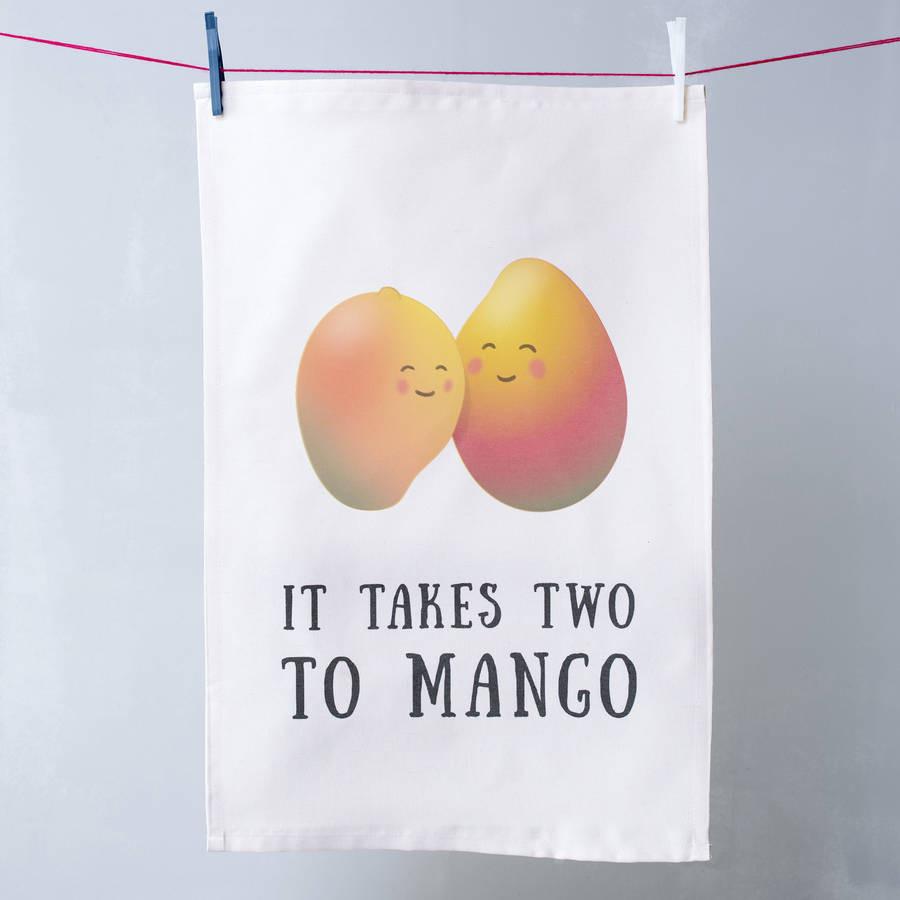 Oakdene Designs Tea Towels 'Two To Mango' Cute Fruit Pun Tea Towel