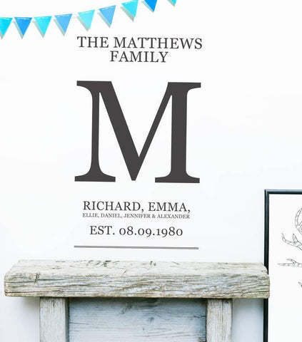 Oakdene Designs Wall Stickers 'Family Established' Vinyl Wall Sticker