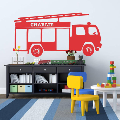 Personalised Fire Engine Vinyl Wall Sticker - Oakdene Designs - 1