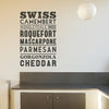 Typographic Cheese Wall Sticker - Oakdene Designs - 1