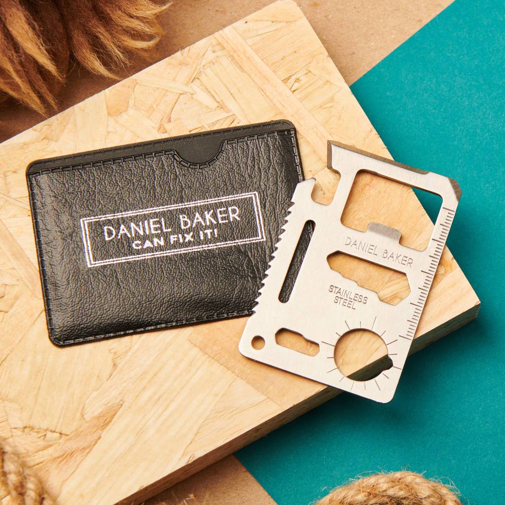 Oakdene Designs Wallet Cards Personalised Engraved Stainless Wallet Card Multi Tool