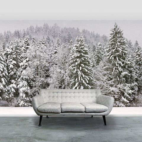 'Snowy Trees' Self Adhesive Wallpaper Mural - Oakdene Designs - 1